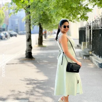 Divya Abraham mint green sleeveless button dress