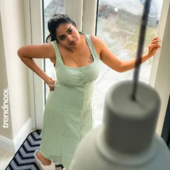 Divya Abraham mint green sleeveless button dress