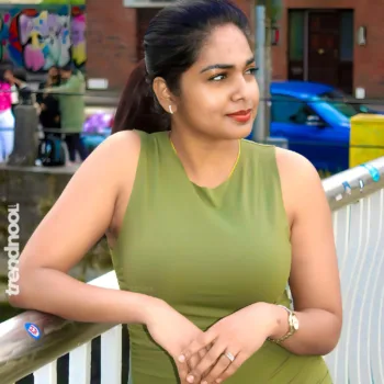 Divya Abraham green sleeveless bodycon dress