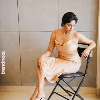 Haritha Harigovindan beige satin slip dress