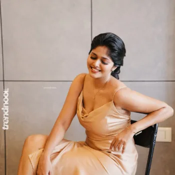 Haritha Harigovindan beige satin slip dress