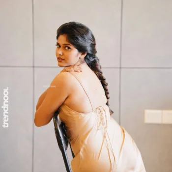 Haritha Harigovindan beige satin slip dress