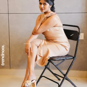 Haritha Harigovindan beige satin slip dress