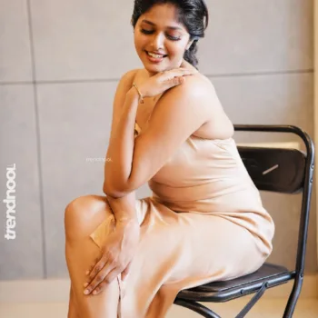 Haritha Harigovindan beige satin slip dress