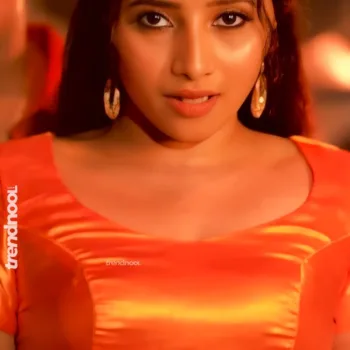 Krishna Shilpa orange satin crop top