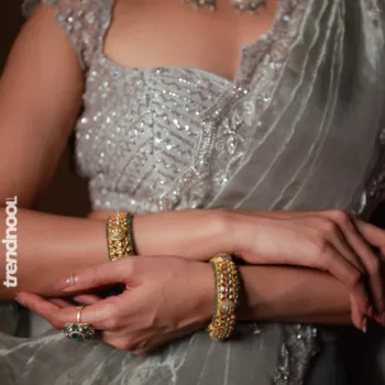 Losliya Mariyanesan Silver Embroidered Lehenga