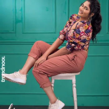Losliya Mariyanesan Floral Shirt with Rust Pants