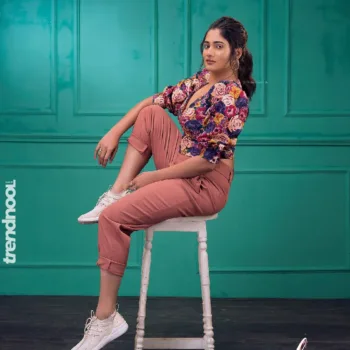 Losliya Mariyanesan Floral Shirt with Rust Pants