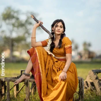 Losliya Mariyanesan mustard skirt blouse
