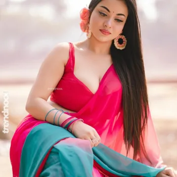 Mumtahina Jahan pink and teal chiffon saree