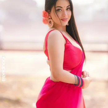 Mumtahina Jahan pink and teal chiffon saree