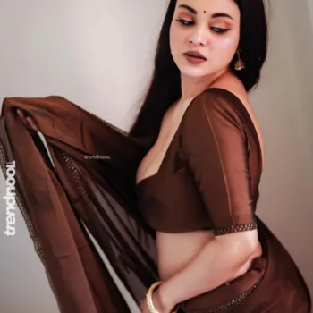 Mumtahina Jahan brown satin saree