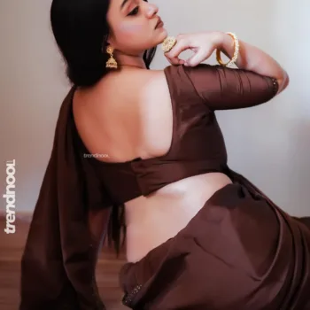 Mumtahina Jahan brown satin saree
