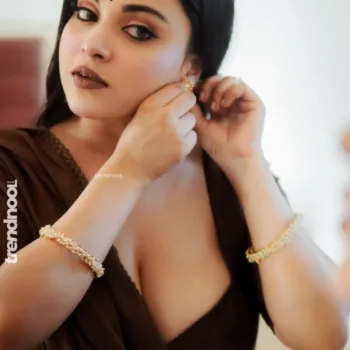 Mumtahina Jahan brown satin saree
