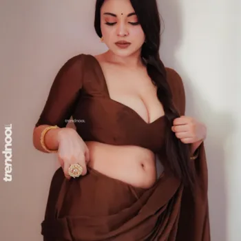 Mumtahina Jahan brown satin saree