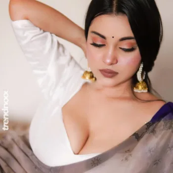 Mumtahina Jahan white transparent saree