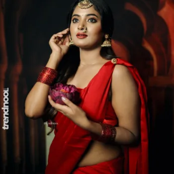 Sangeetha Kalyankumar red saree bridal look