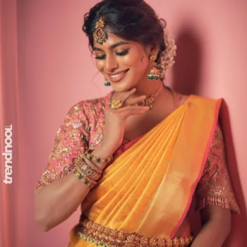 Vinusha Devi yellow silk saree