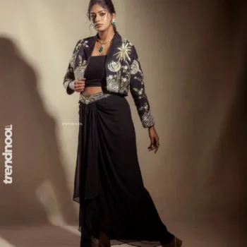 Vinusha Devi black indo-western drape set