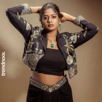 Vinusha Devi black indo-western drape set