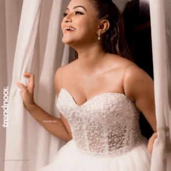 Dinakshie Priyasad white strapless ball gown