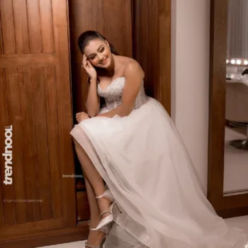 Dinakshie Priyasad white strapless ball gown