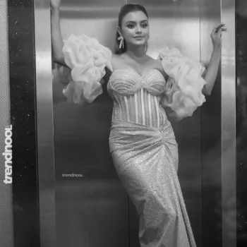 Dinakshie Priyasad gold sequin ruffle gown