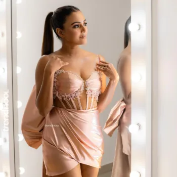 Dinakshie Priyasad pink satin mini dress