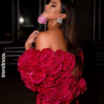 Dinakshie Priyasad red rose sleeve gown