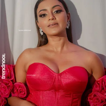 Dinakshie Priyasad red rose sleeve gown