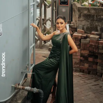 Dinakshie Priyasad green one-shoulder gown