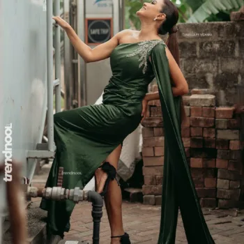 Dinakshie Priyasad green one-shoulder gown