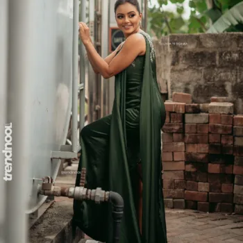 Dinakshie Priyasad green one-shoulder gown