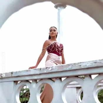 Dinakshie Priyasad rose gold satin gown