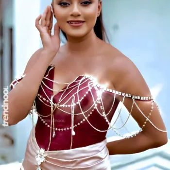 Dinakshie Priyasad rose gold satin gown