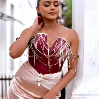 Dinakshie Priyasad rose gold satin gown