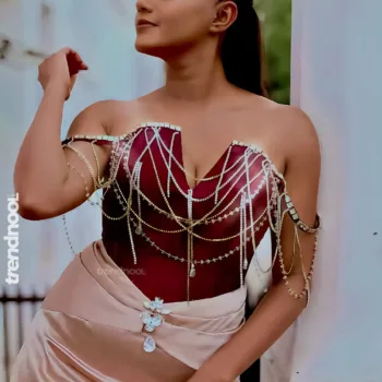 Dinakshie Priyasad rose gold satin gown