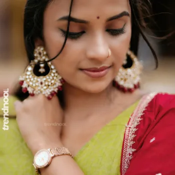 Ajitha Chandrasekaran green anarkali with red dupatta
