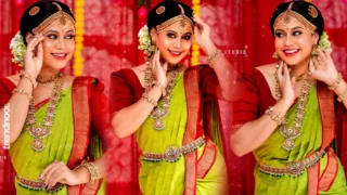 Dilaxshana Jenistan green bridal saree