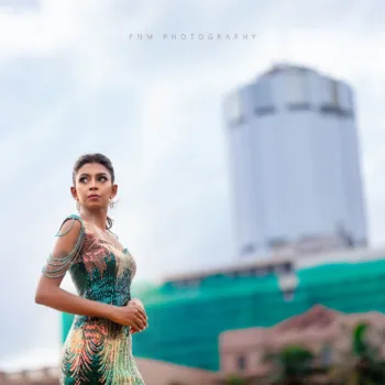 Jeramine Alexander green sequin slit evening gown