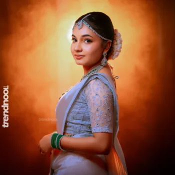 Kavipriya Manoharan white bridal saree