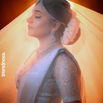 Kavipriya Manoharan white bridal saree