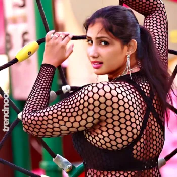Preethi Kaliyaperumal black mesh outfit