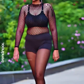 Preethi Kaliyaperumal black mesh outfit