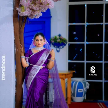 Shyamala Amar purple satin saree