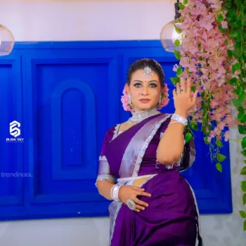 Shyamala Amar purple satin saree