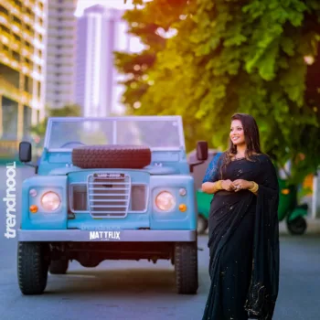 Shyamala Amar black georgette saree