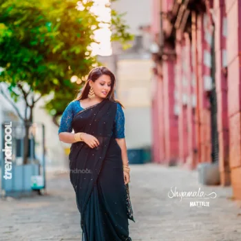 Shyamala Amar black georgette saree