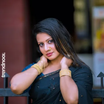 Shyamala Amar black georgette saree