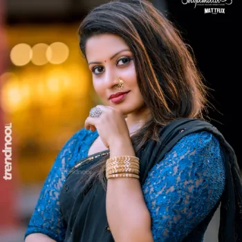 Shyamala Amar black georgette saree